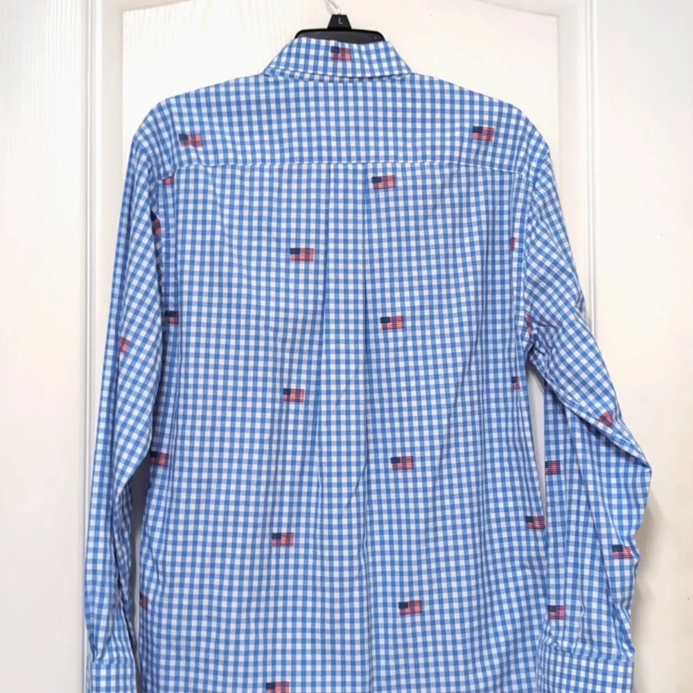 Vineyard Vines USA Flag Blue Check Tucker Shirt. Size Small - Picture 9 of 14